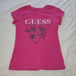 𝅺Guess small 7/8 girls pink cotton tee